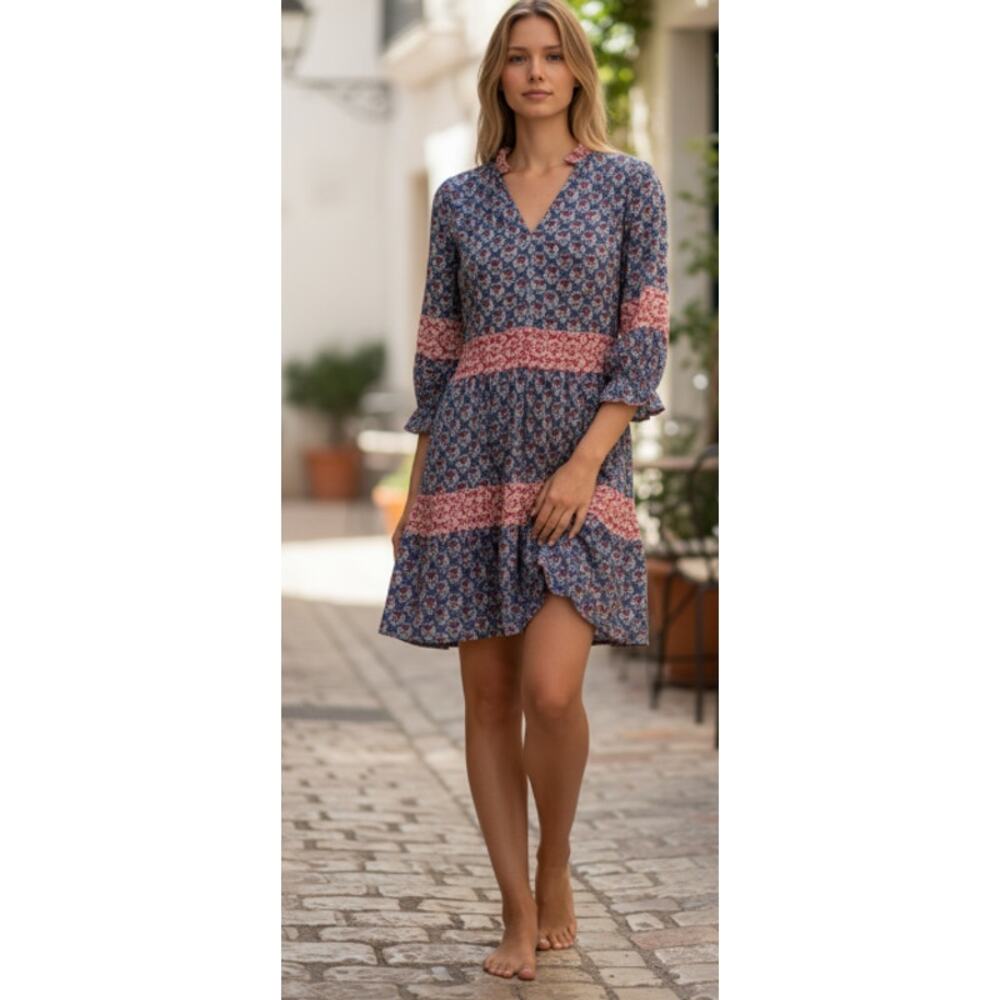 Charlee Boho Floral Tiered Dress size Small